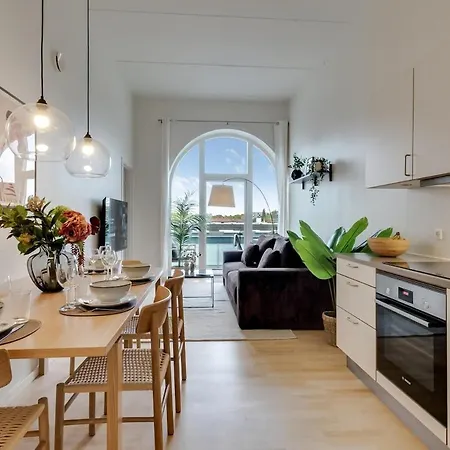 Hojloftet Stilfuld Taet Pa Centrum Med Altan Daire